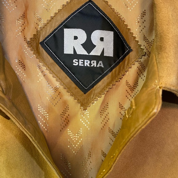 RR Serra Mens Tan Suede Cost 3/4 Length with Pockets Button Closure Lined - Picture 10 of 15